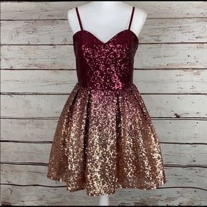 NWT Temptation Wine Ombré Sequin Formal Dress 10